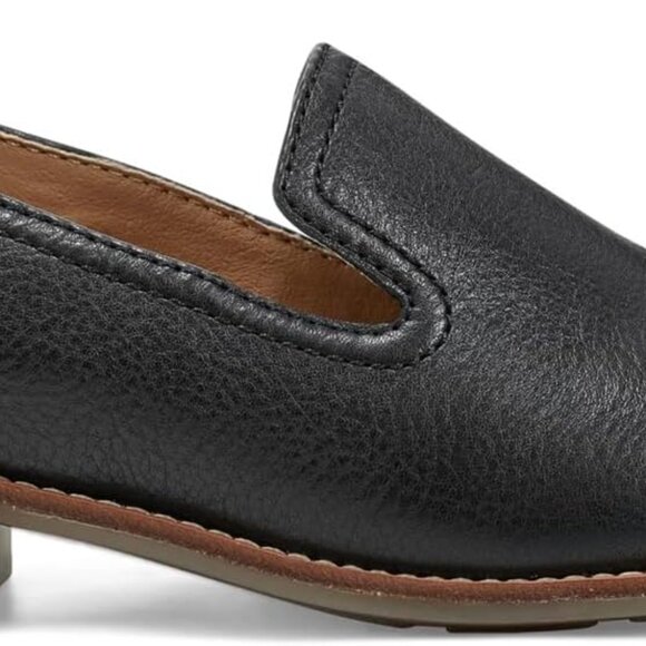 Womens Leather Casual Loafer Size 9 Black Cushioned Slip-On Flexible Sole - Picture 2 of 6